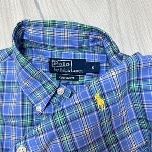 Ralph Lauren Polo Shirt Mens Small Button Up Multi Color Plaid Spring Summer